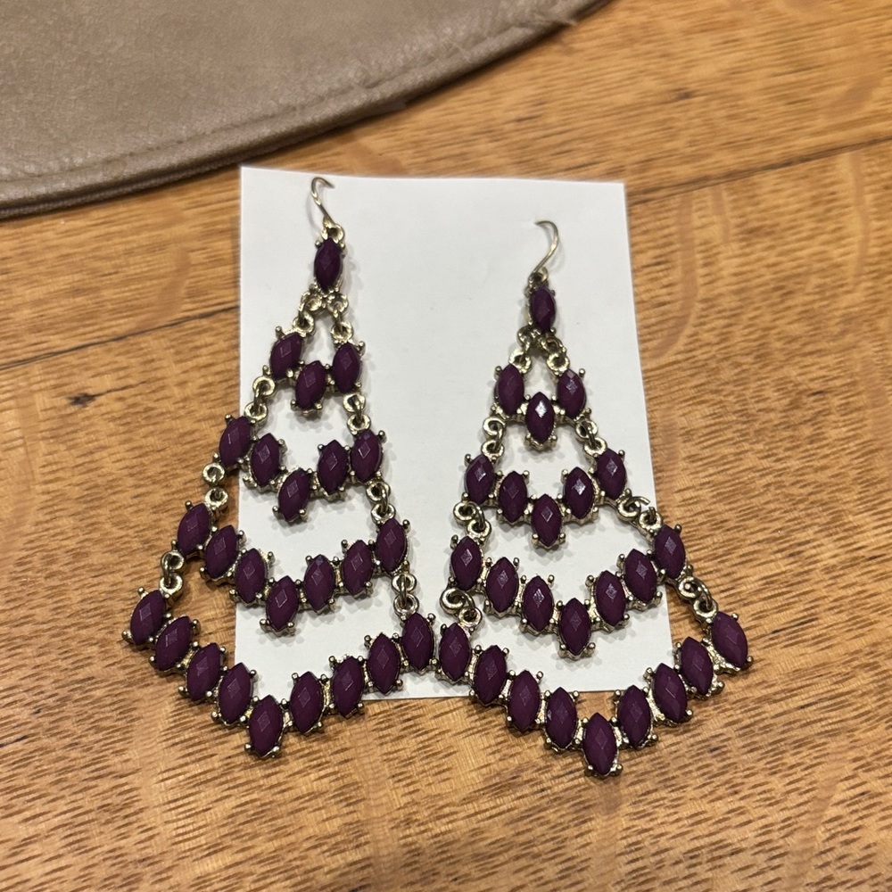 Glamorous Purple Teardrop Earrings
